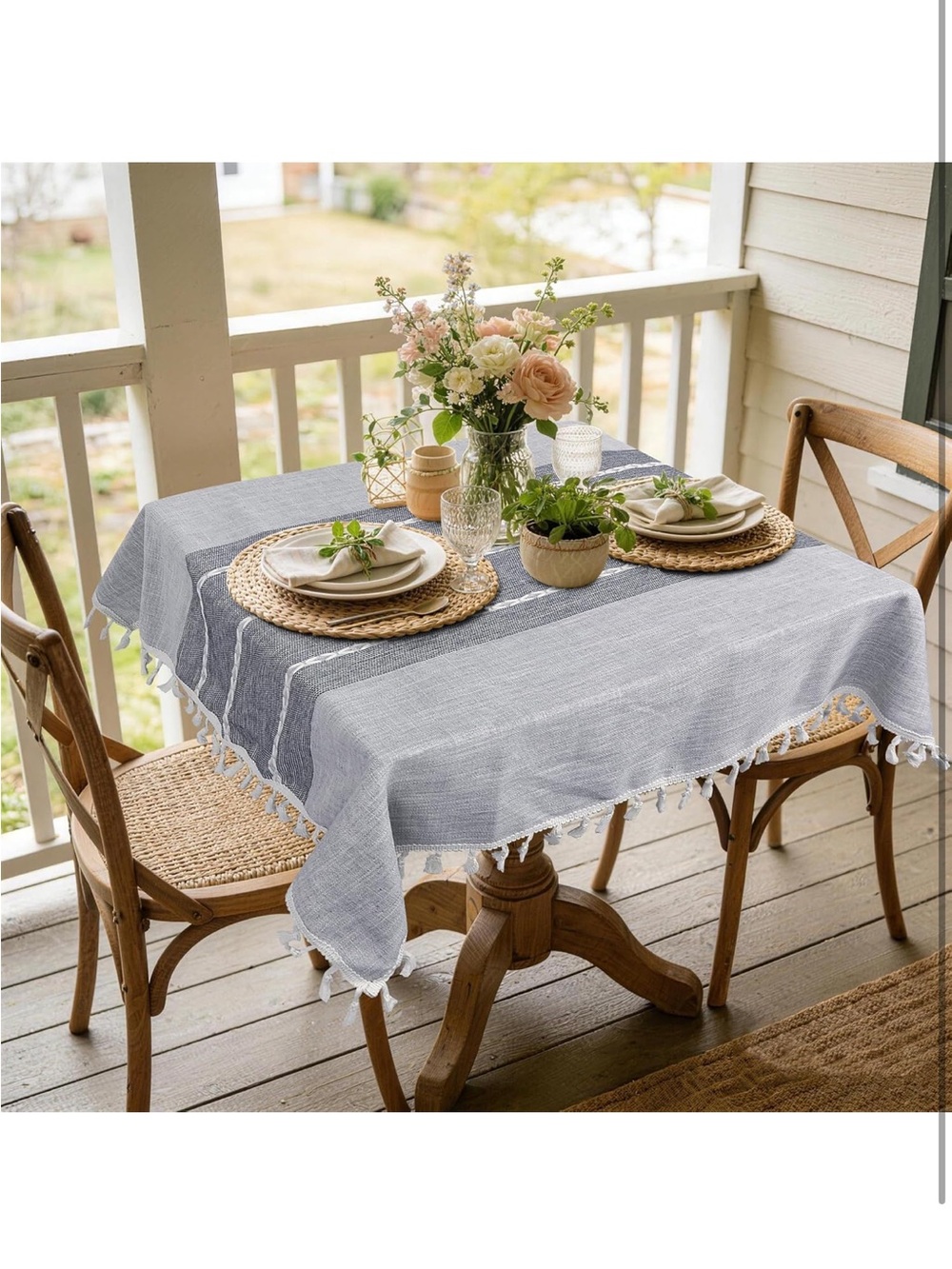 NEW Gray 36” Square Tablecloth, Rustic Farmhouse Grey - Picture 6 of 8